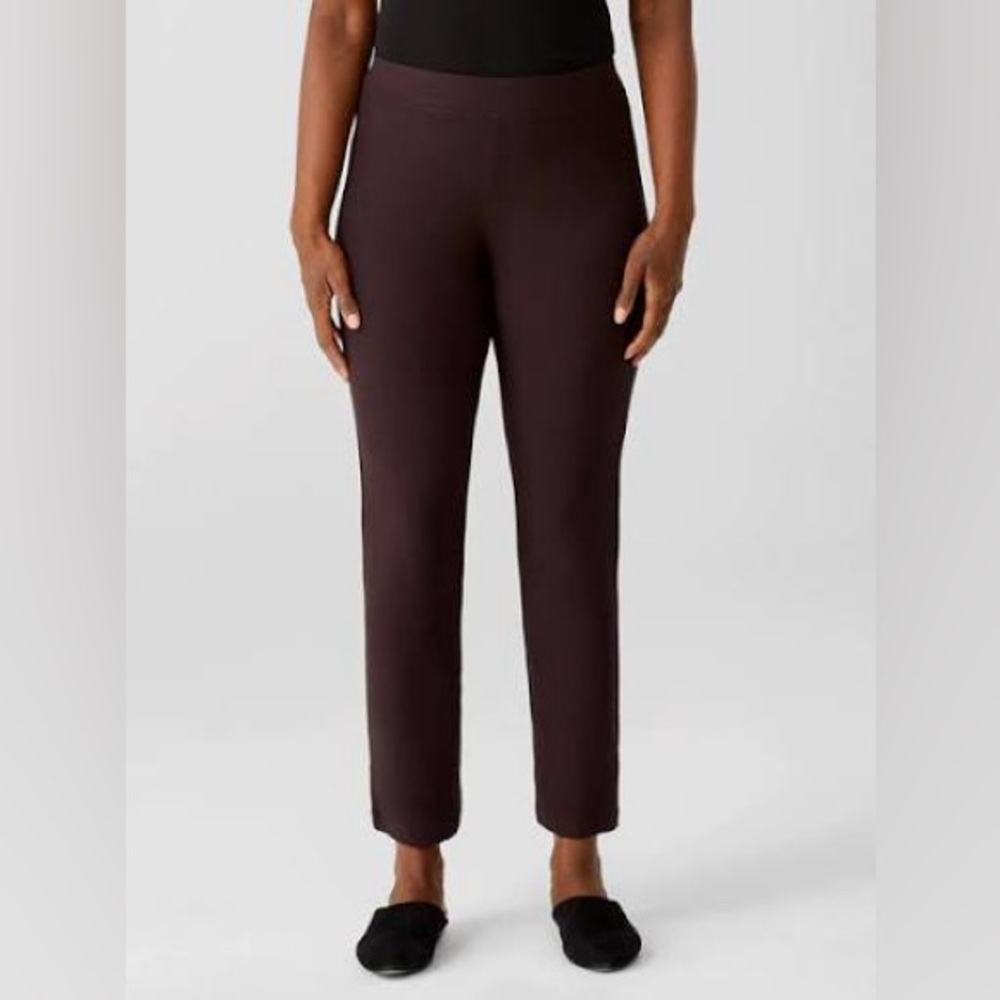 Eileen Fisher Washable Stretch Crepe Pull On Slim Pants in Brown - NWOT - XS